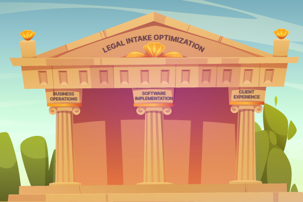 Three pillars support the building of Legal Intake Optimization.