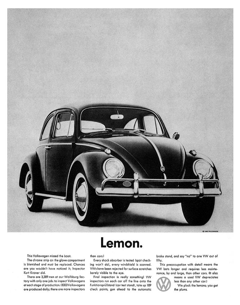 Lemon Volkswagen ad ﻿